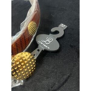 WMS Genuine Brown w/Black Italian Leather Belt Gold Accents Size Medium  NWT